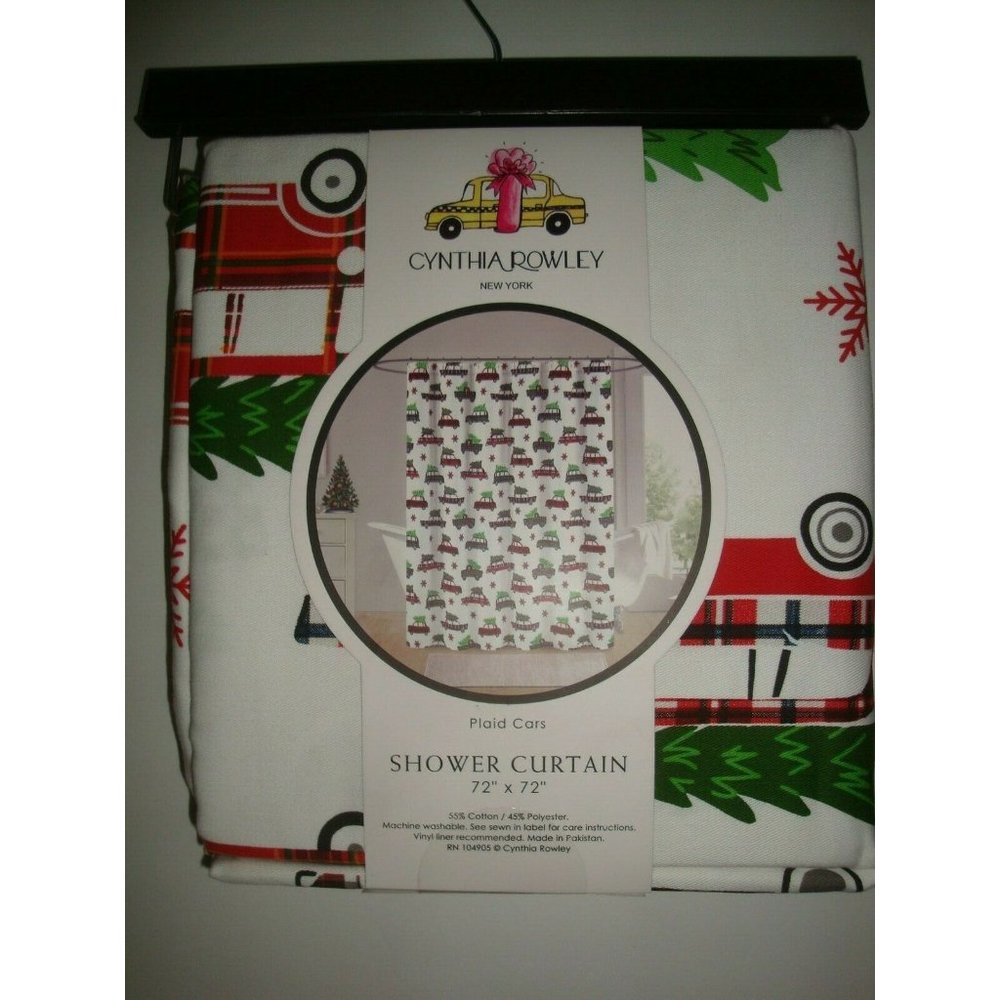 New Cynthia Rowley Shower Curtain Christmas Cars